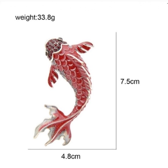Green Koi Fish Brooch Pin - Picture 4 of 6